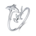 Sterling Silver Manta Ray and Hammerhead Shark Open Ring