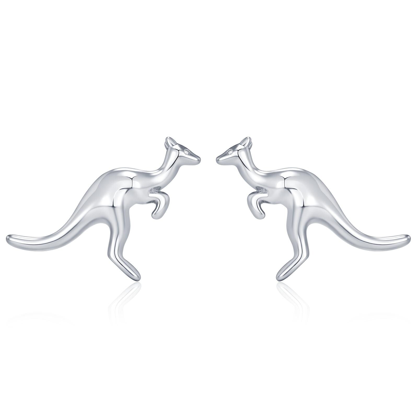 Sterling Silver Kangaroo Stud Earrings, Cute and Quirky Jewellery, Nature, Animal Earrings