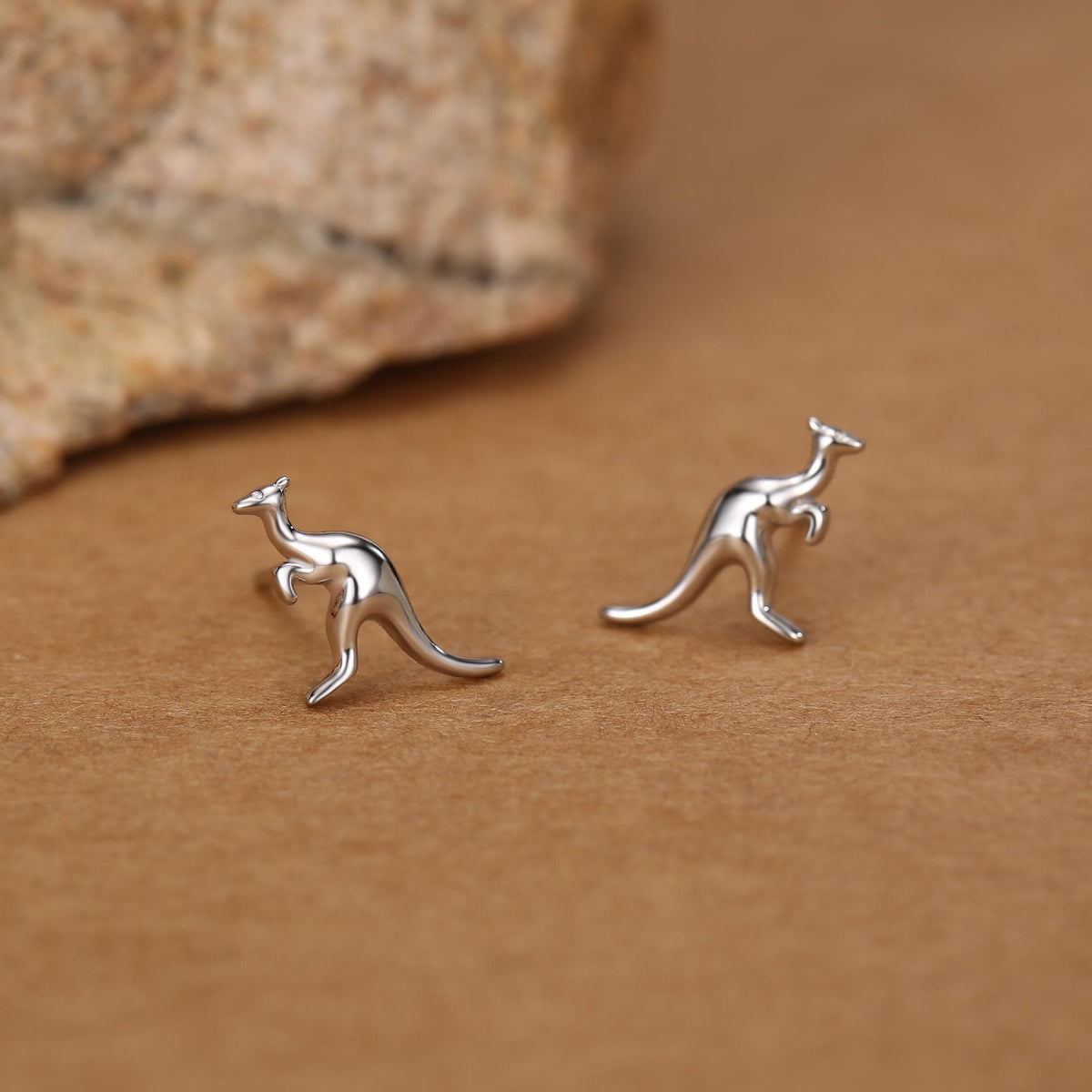 Sterling Silver Kangaroo Stud Earrings, Cute and Quirky Jewellery, Nature, Animal Earrings