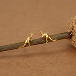 Sterling Silver Kangaroo Stud Earrings, Cute and Quirky Jewellery, Nature, Animal Earrings