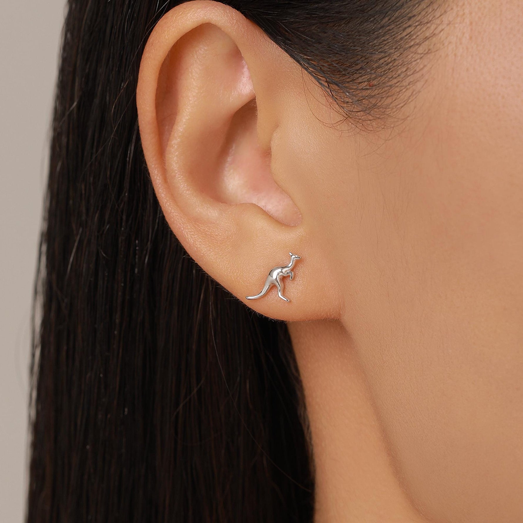 Sterling Silver Kangaroo Stud Earrings, Cute and Quirky Jewellery, Nature, Animal Earrings