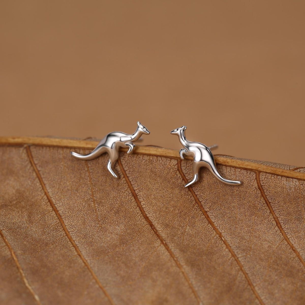 Sterling Silver Kangaroo Stud Earrings, Cute and Quirky Jewellery, Nature, Animal Earrings
