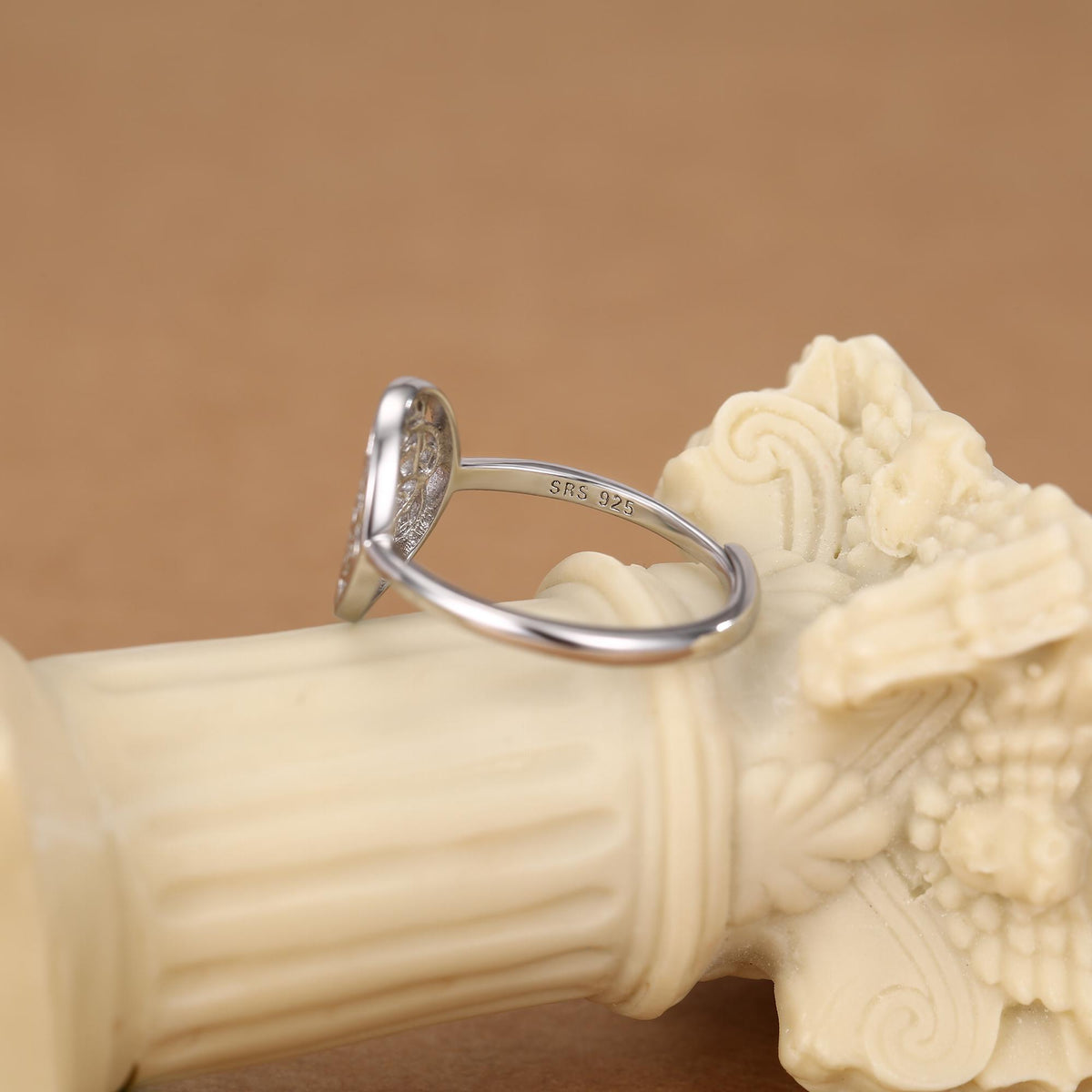 Sterling Silver Mandala Cut Out Open Ring