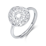 Sterling Silver Mandala Cut Out Open Ring