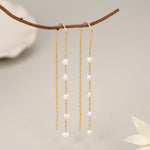 Genuine Freshwater Pearl U Shape Threader Earrings in Sterling Silver, Natural Pearl, Silver or Gold Finish Ear Threaders, Long Threaders,