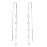 Genuine Freshwater Pearl U Shape Threader Earrings in Sterling Silver, Natural Pearl, Silver or Gold Finish Ear Threaders, Long Threaders,