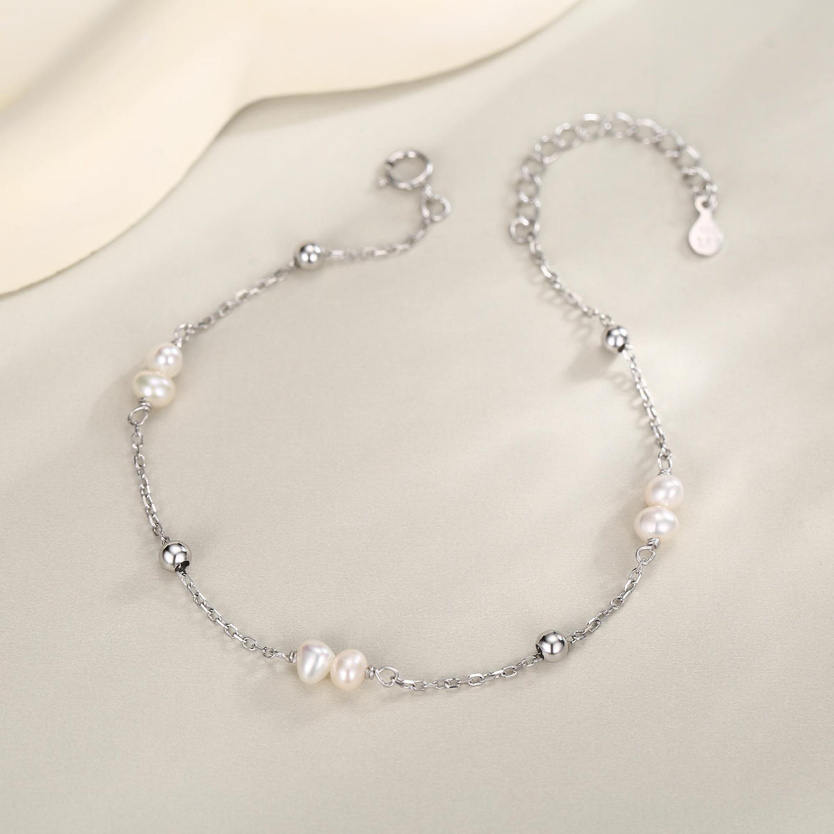 Delicate Pearl Cluster & Silver Station Bracelet