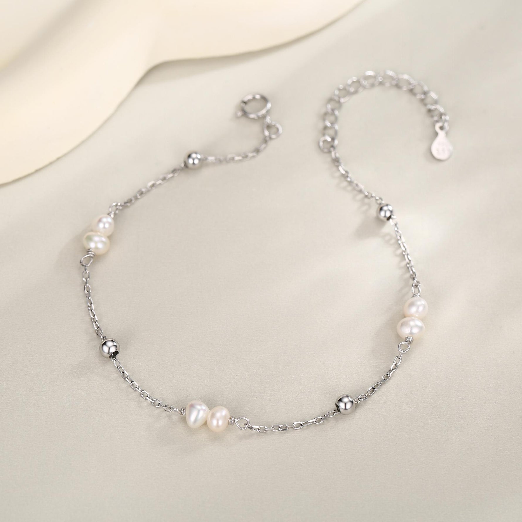 Delicate Pearl Cluster & Silver Station Bracelet