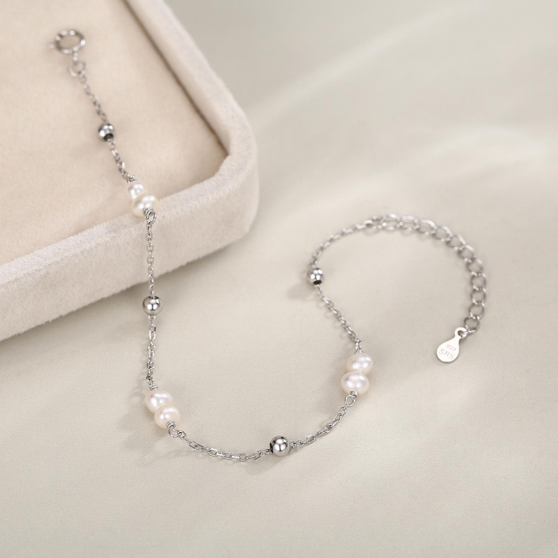 Delicate Pearl Cluster & Silver Station Bracelet