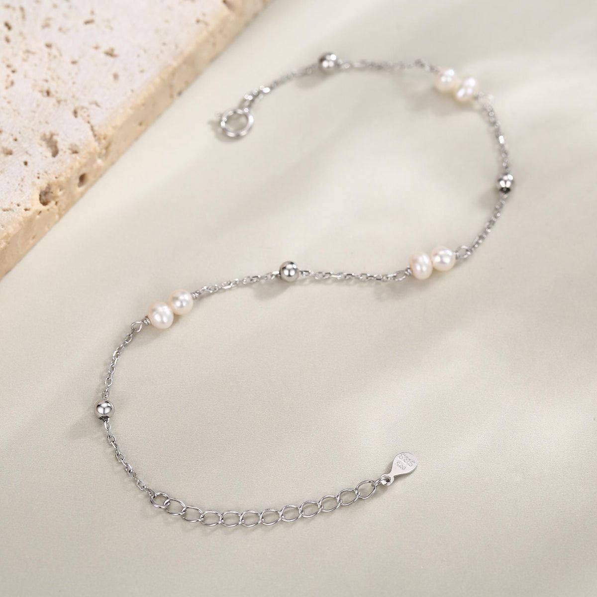 Delicate Pearl Cluster & Silver Station Bracelet