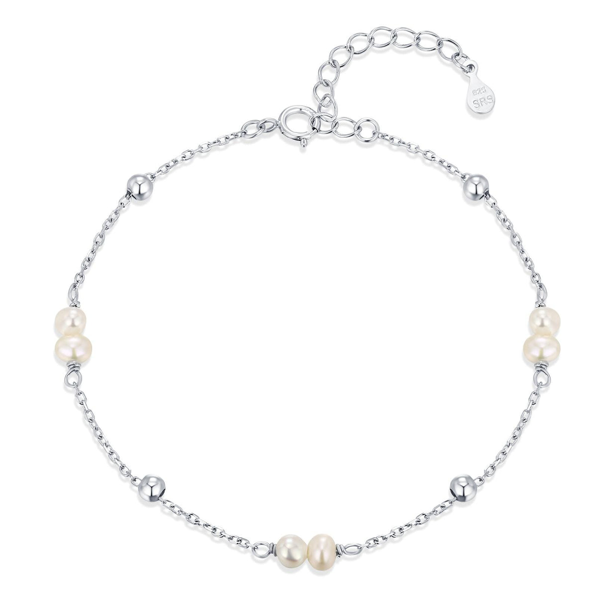 Delicate Pearl Cluster & Silver Station Bracelet