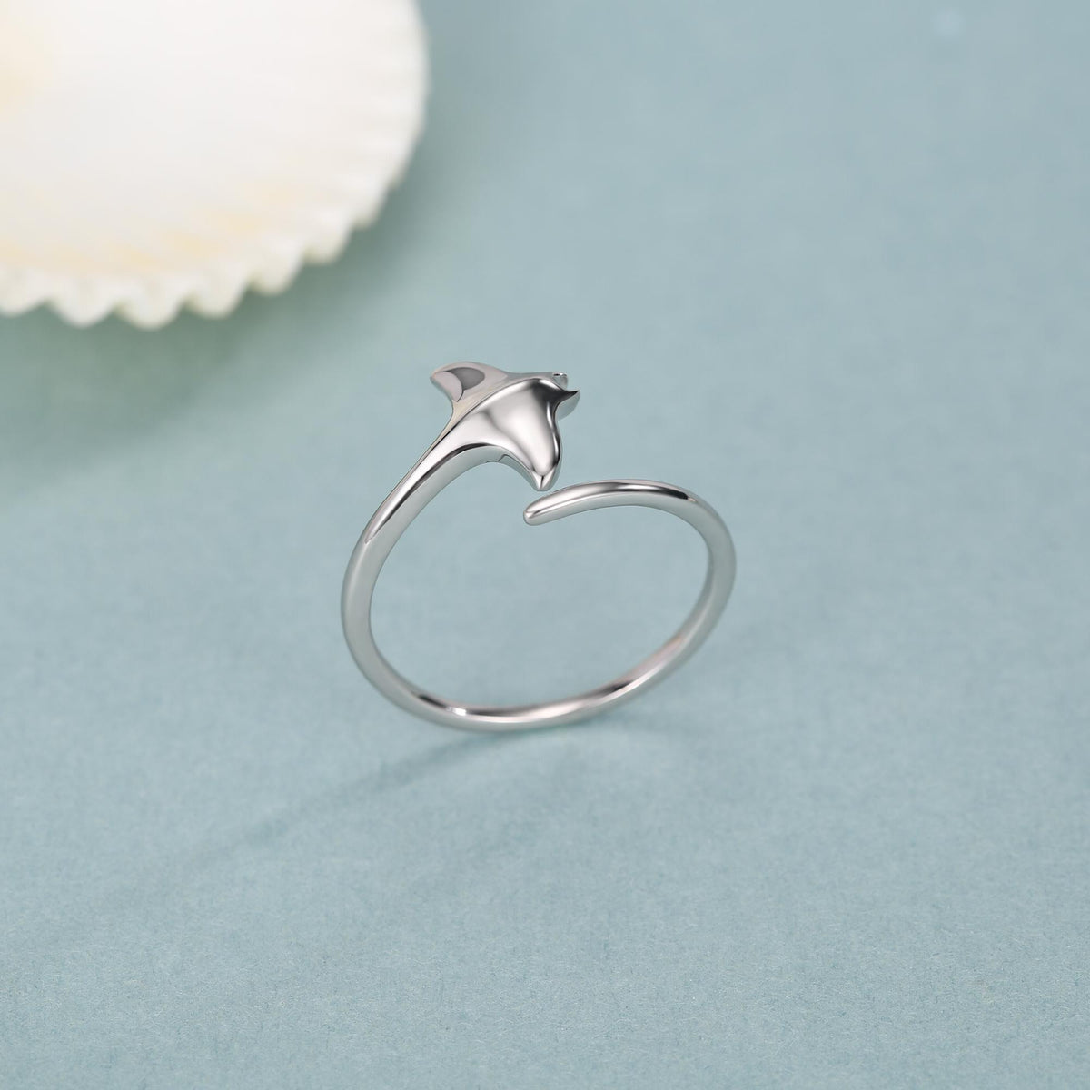 Sterling Silver Manta Ray Open Ring