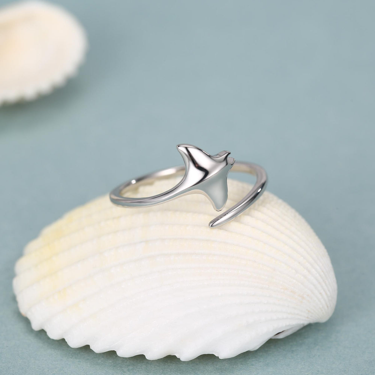 Sterling Silver Manta Ray Open Ring