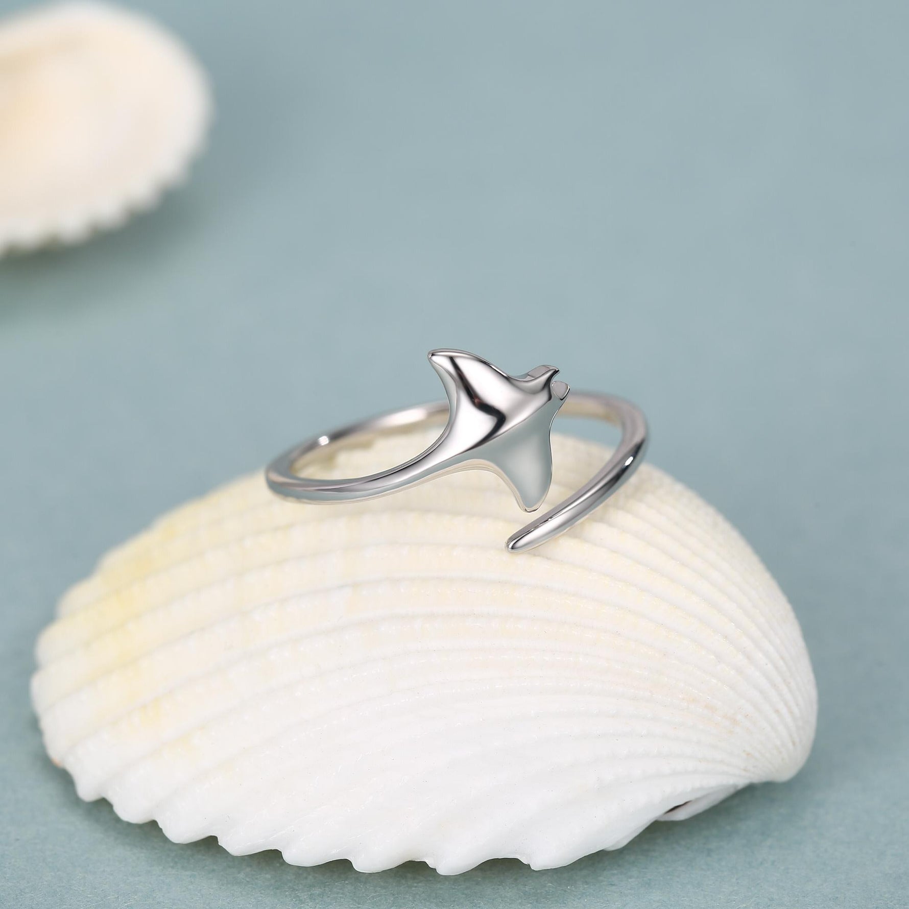 Sterling Silver Manta Ray Open Ring