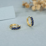 Sapphire Blue CZ Huggie Hoop in Sterling Silver, Silver or Gold, Minimalist Simple Hoop Earrings,