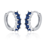 Sapphire Blue CZ Huggie Hoop in Sterling Silver, Silver or Gold, Minimalist Simple Hoop Earrings,