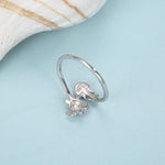 Sterling Silver Sea Turtle and Jellyfish Open Ring