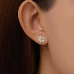 Aster Flower Stud Earrings in Sterling Silver, Daisy Earrings, Nature Inspired Floral Plant Earrings