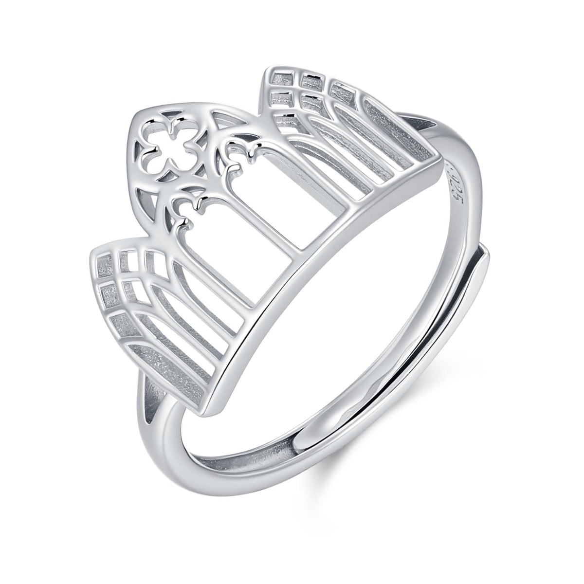 Sterling Silver Gothic Cathedral Window Open Ring