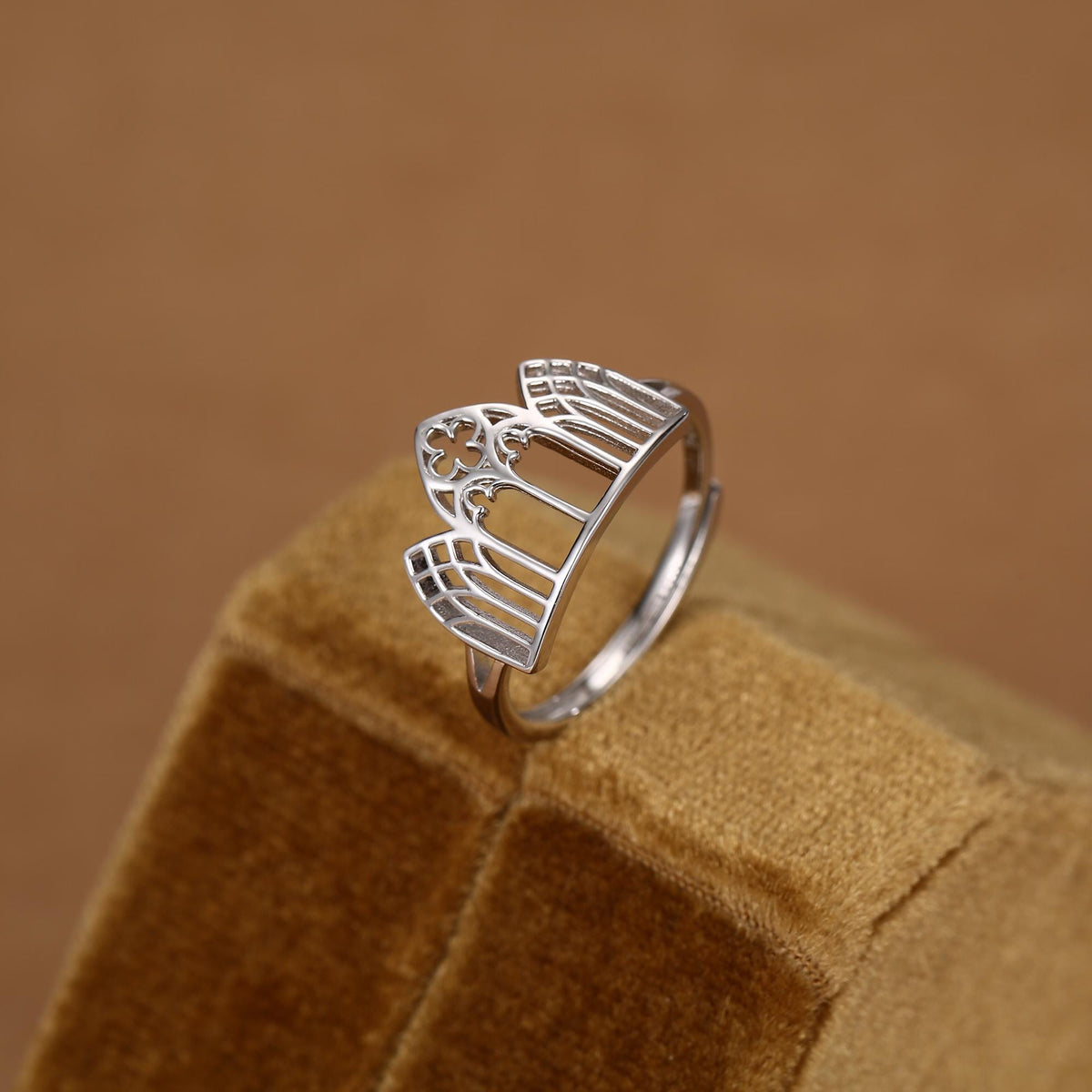 Sterling Silver Gothic Cathedral Window Open Ring