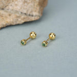 Sterling Silver Emerald Green CZ 2mm 18G Screw Back Earrings