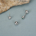Sterling Silver Emerald Green CZ 2mm 18G Screw Back Earrings
