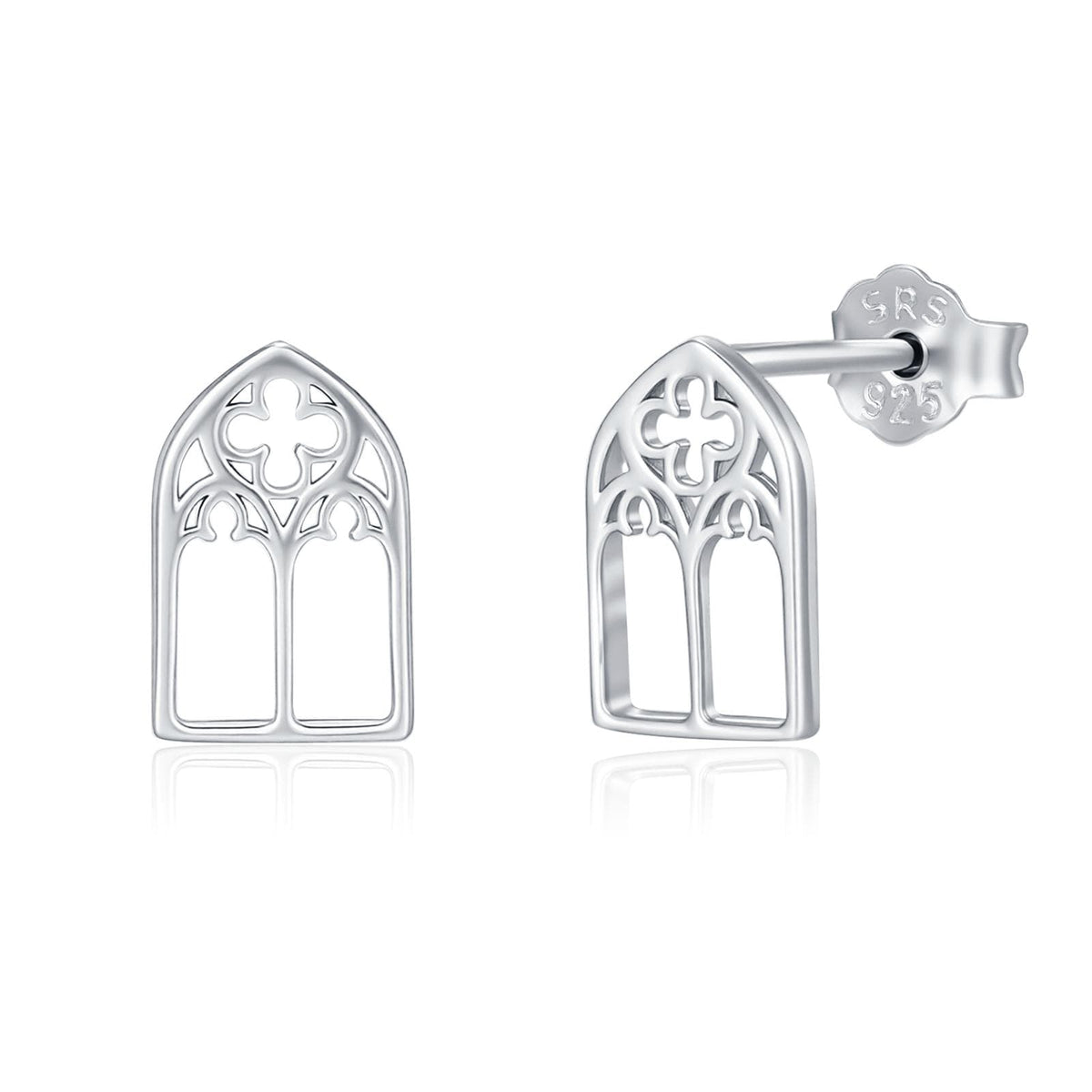Sterling Silver Gothic Cathedral Window Stud Earrings