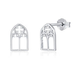 Sterling Silver Gothic Cathedral Window Stud Earrings