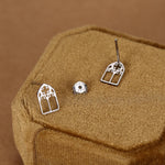 Sterling Silver Gothic Cathedral Window Stud Earrings