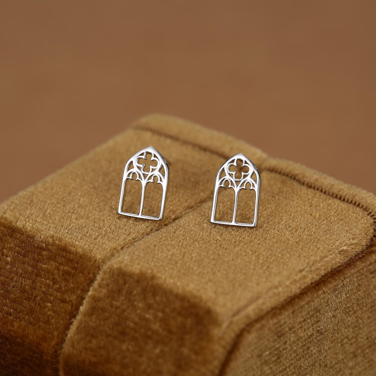 Sterling Silver Gothic Cathedral Window Stud Earrings