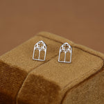 Sterling Silver Gothic Cathedral Window Stud Earrings
