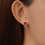 Sterling Silver Bleeding Heart Red CZ Stud Earrings