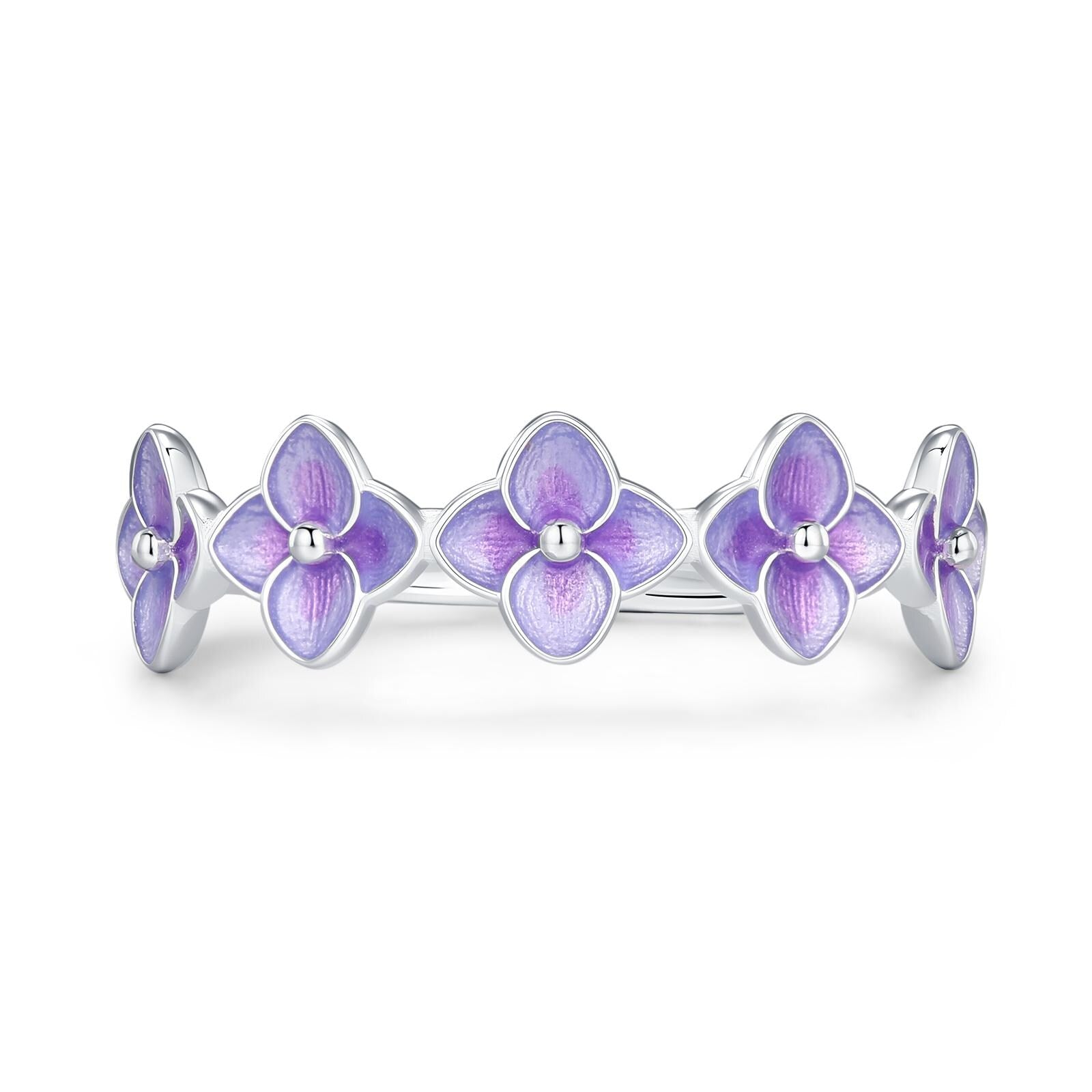 Sterling Silver Purple Hydrangea Open Ring