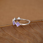Sterling Silver Purple Hydrangea Open Ring