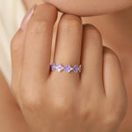 Sterling Silver Purple Hydrangea Open Ring