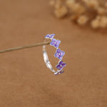 Sterling Silver Purple Hydrangea Open Ring