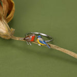 Sterling Silver Robin and Blue Tit Open Ring
