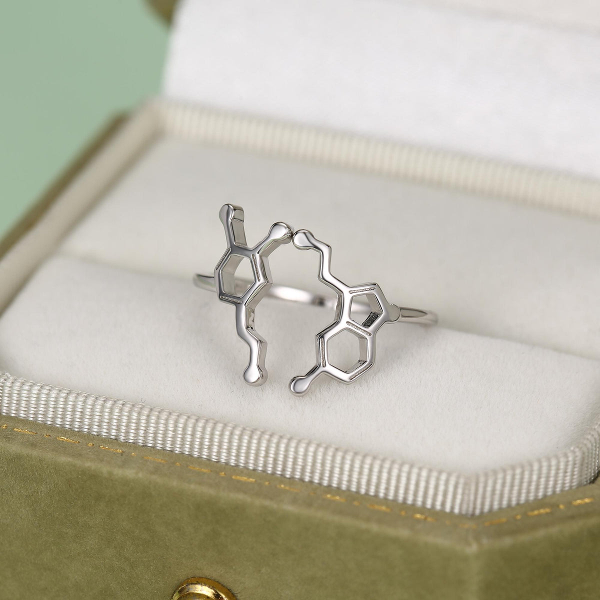 Sterling Silver Serotonin and Dopamine Molecule Open Ring