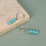 Sterling Silver Turquoise Bead Huggie Hoop Earrings
