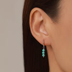 Sterling Silver Turquoise Bead Huggie Hoop Earrings