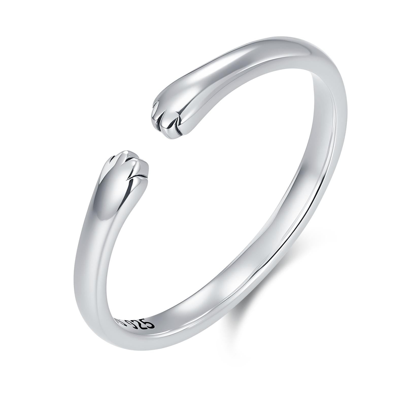Sterling Silver Cat Paws Open Ring