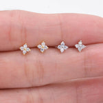 Very Tiny Hydrangea Flower Inspired Stud Earrings in Sterling Silver with Sparkly CZ Crystals, Simple and Minimalist