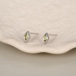 Sterling Silver Olive Green CZ Rhombus Stud Earrings