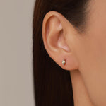 Sterling Silver Olive Green CZ Rhombus Stud Earrings