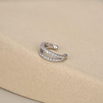 Sterling Silver Double Row CZ Ear Cuff