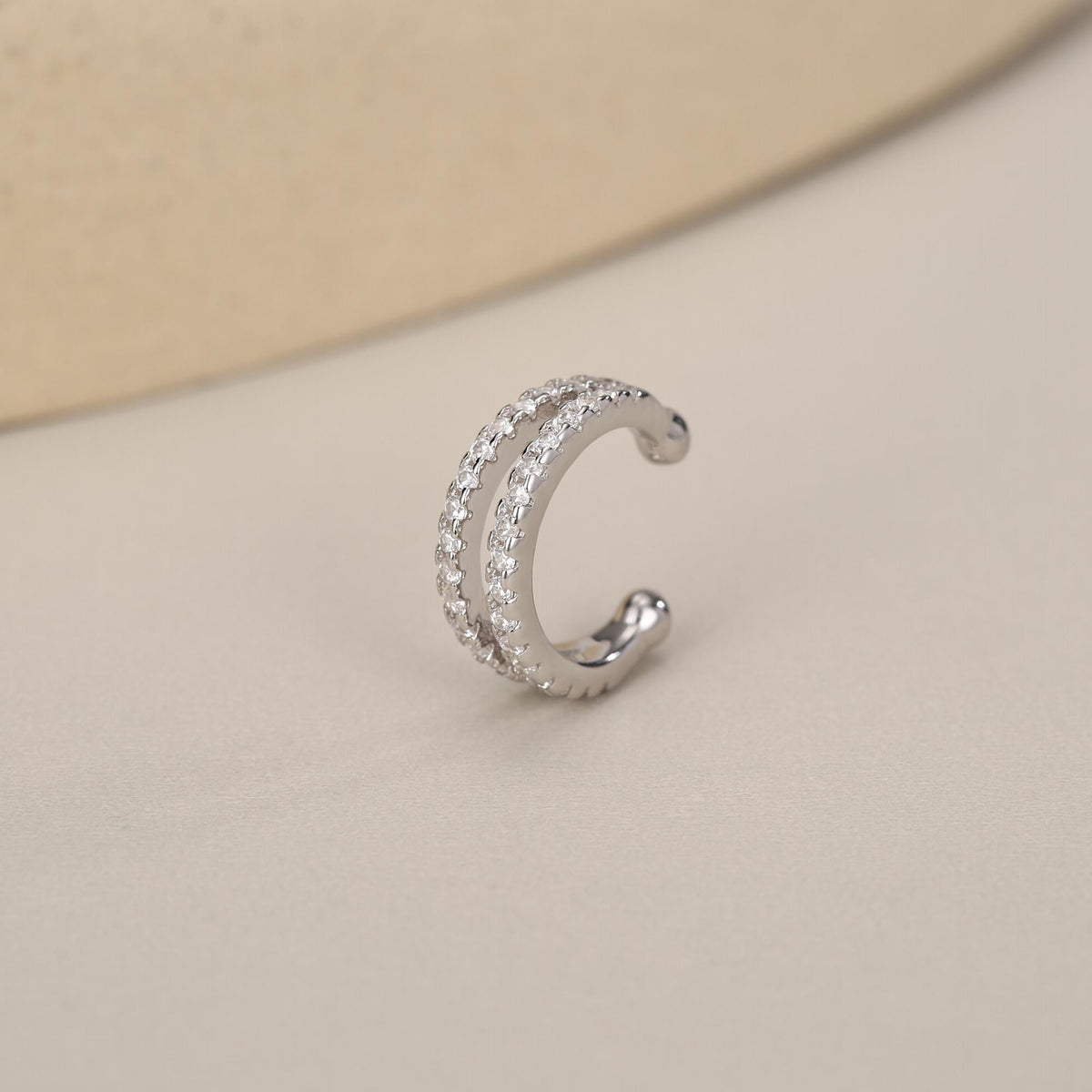 Sterling Silver Double Row CZ Ear Cuff