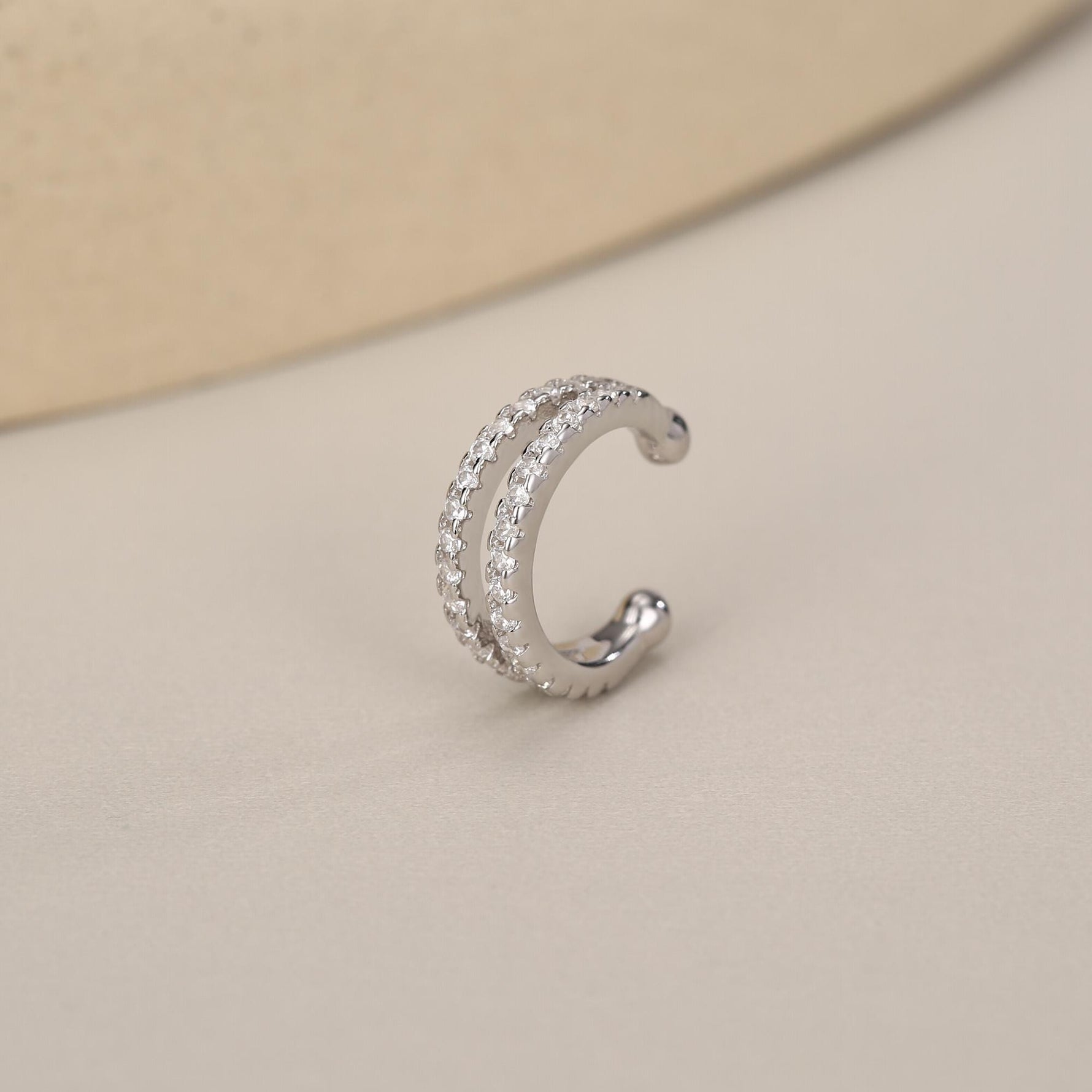 Sterling Silver Double Row CZ Ear Cuff