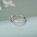 Sterling Silver Enamel Hydrangea and CZ Ring