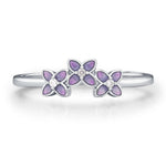 Sterling Silver Enamel Hydrangea and CZ Ring