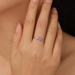 Sterling Silver Enamel Hydrangea and CZ Ring